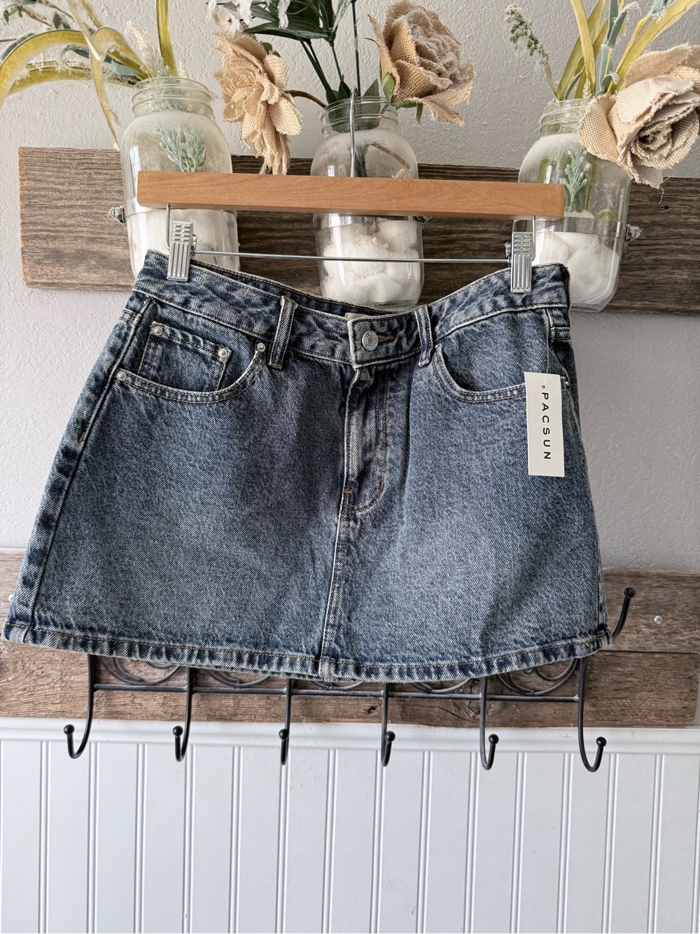 PacSun Faded Black-Blue Denim Mini Skirt